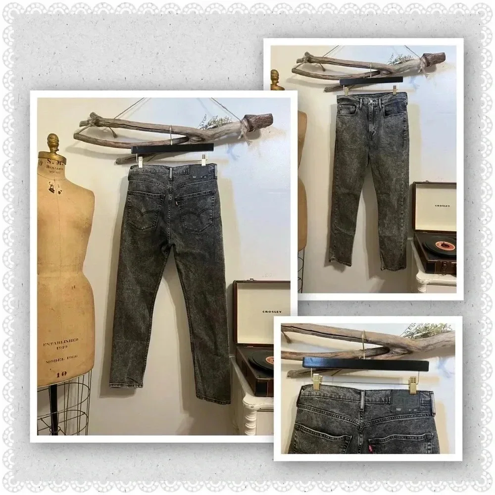 Levi's | 522 Mens 31x30 Slim Taper Jeans Black Acid Wash Pants